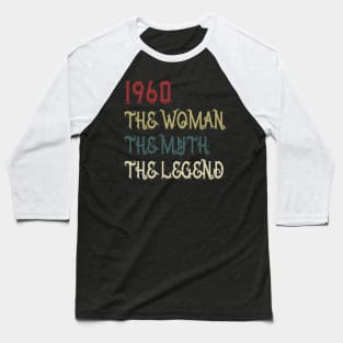 Vintage Retro 1960 Legend Gift 60th Birthday Womens Baseball T-Shirt